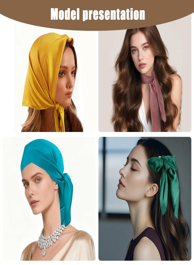 Dolcety Satin Scarf Silk Like Solid Color Head Scarf Square Satin Hair Scarf Bandanas for Wome 27.5"(Multi-color 7 Pack) - Image 3